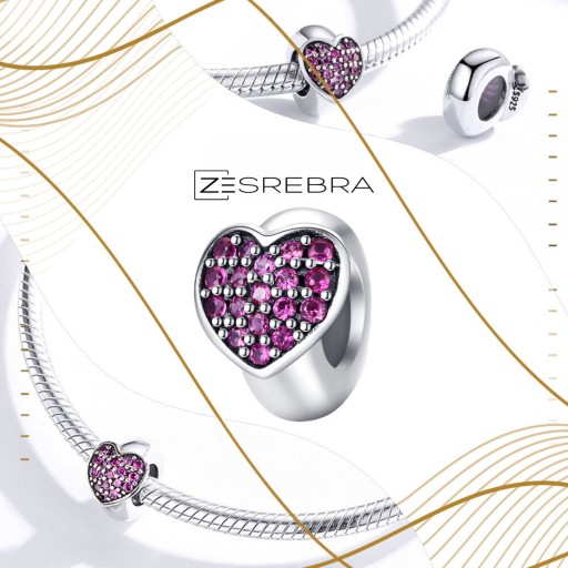 Подвеска CHARMS СЕКУНДОМЕР РОЗОВОЕ СЕРДЦЕ из серебра 925 пробы