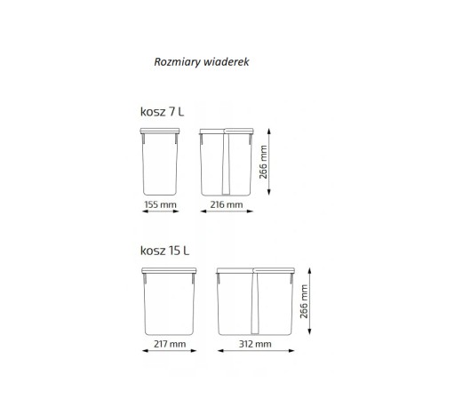 Sortownik na odpady HAFELE UNICO 45 1X15L+ 2X7L