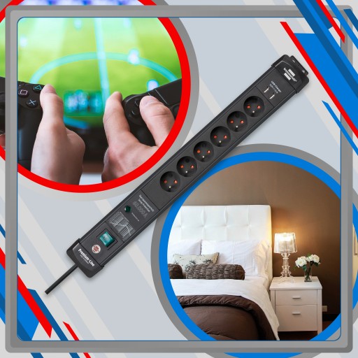 Удлинитель с защитой от перенапряжения 6 г 2x USB
