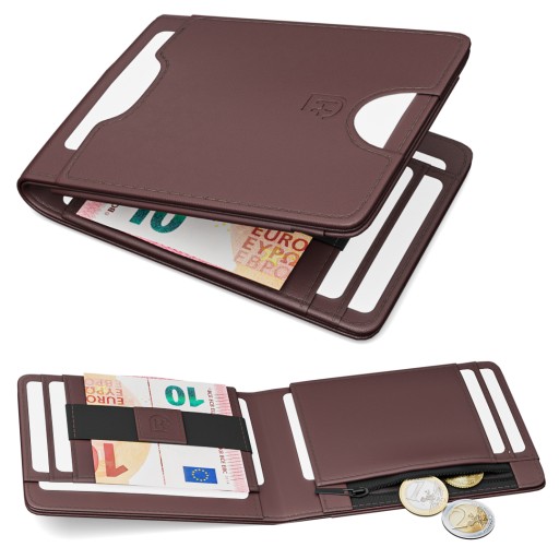 James Hawk Smart Wallet Мужской кожаный кошелек тонкий тонкий RFID коричневый
