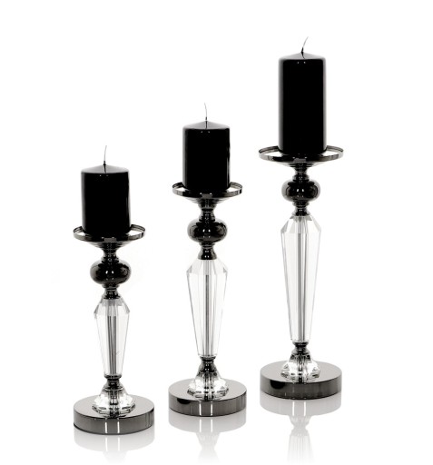 Подсвечник Glamour Lantern Chrome Crystal черный