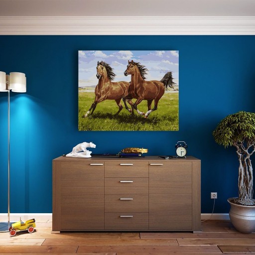 MALOWANIE PO NUMERACH Biegnące Konie 40x50 ARTNAPI