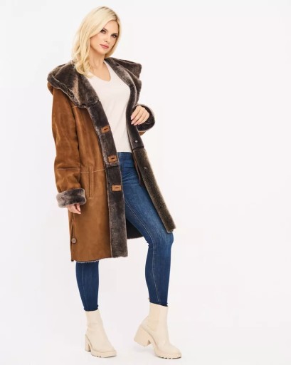 Damski naturalny kożuch London oversize 4XL