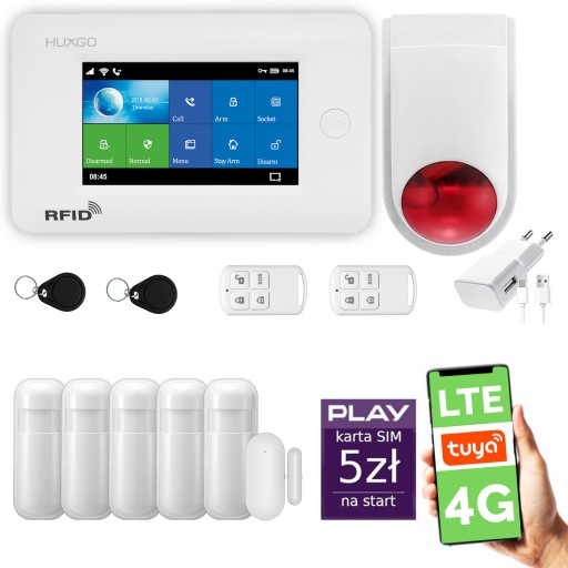 Беспроводная сигнализация WiFi + GSM 4G LTE с приложением TUYA, HUXGO HXA006 4G