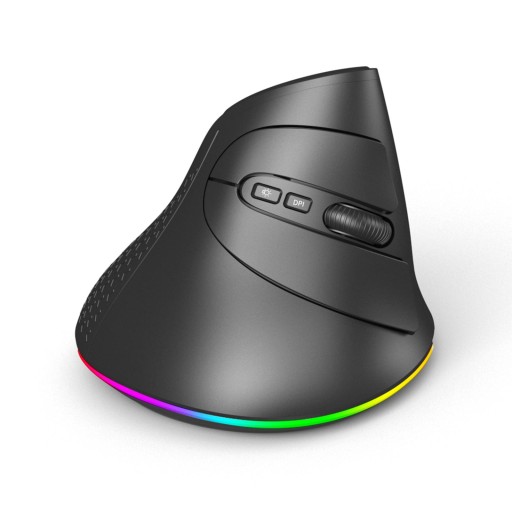 Беспроводная вертикальная мышь RGB с бесшумной подсветкой и USB-приемником Черный компьютер.