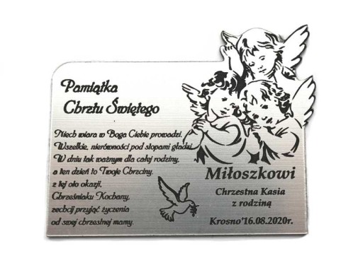 Tabliczka Pamiątka Chrztu Świętego GRAWER 16x13 cm