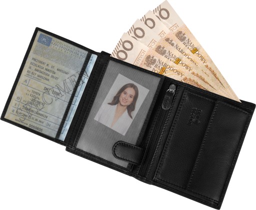 Мужской черный кожаный вертикальный кошелек с застежкой, RFID-защита карт ZAGATTO