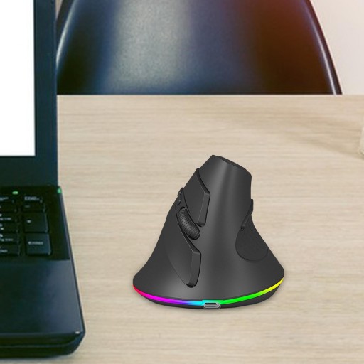 Беспроводная вертикальная мышь RGB с бесшумной подсветкой и USB-приемником Черный компьютер.