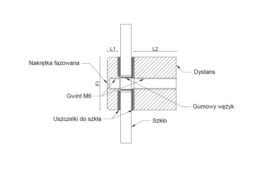 Rotula Ф 30 mm z dystansem 30 mm
