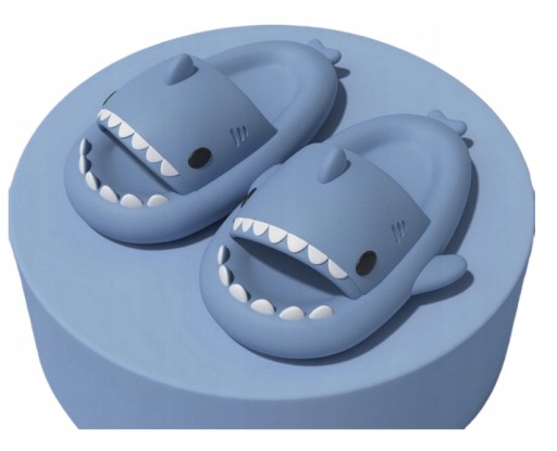 ТОЛСТЫЕ ШЛЕПАНТЫ ДЛЯ БАССЕЙНА SHARKS, ПРОТИВОСКОЛЬЗЯЩИЕ ТАПОЧКИ SHARK СИНИЕ 42-43