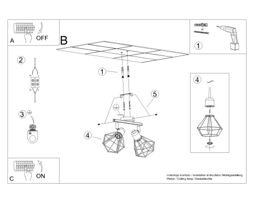 Plafon ARTEMIS 2 biały geometryczny kształt nowoczesne wnętrza do salonu