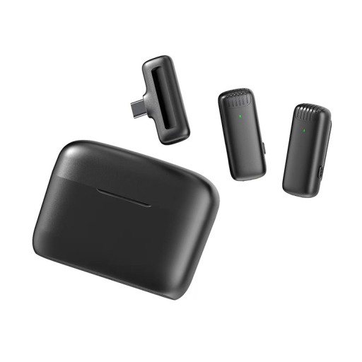 ДВА БЕСПРОВОДНЫХ МИКРОФОНА, ПОДКЛЮЧЕННЫХ POWERBANK USB C ANDROID IOS LIVE VLOG