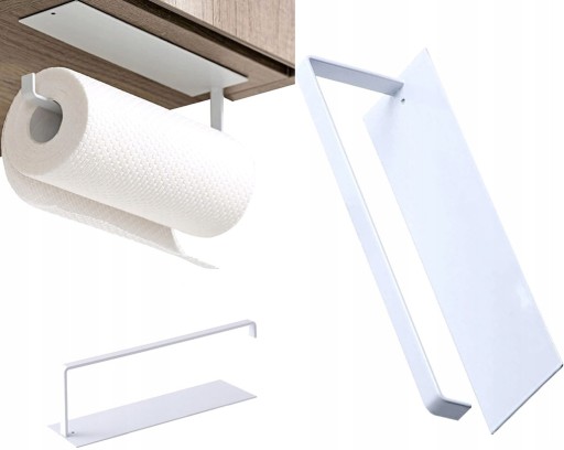 Uchwyt Wieszak na ręcznik papierowy kuchenny Loft Stal Nierdzewna Biały