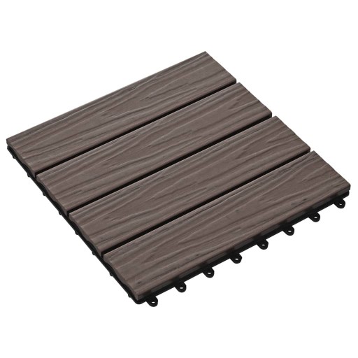 vidaXL Płytki tarasowe tłoczone, WPC, 11 szt, 30x30cm, 1m², brąz