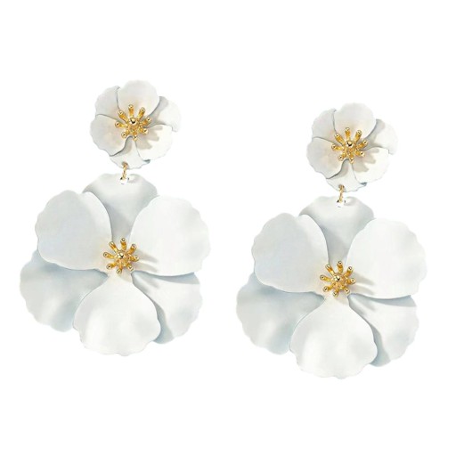 Flower Dangle Earrings Boho Matte Layered Floral Earrings Chic