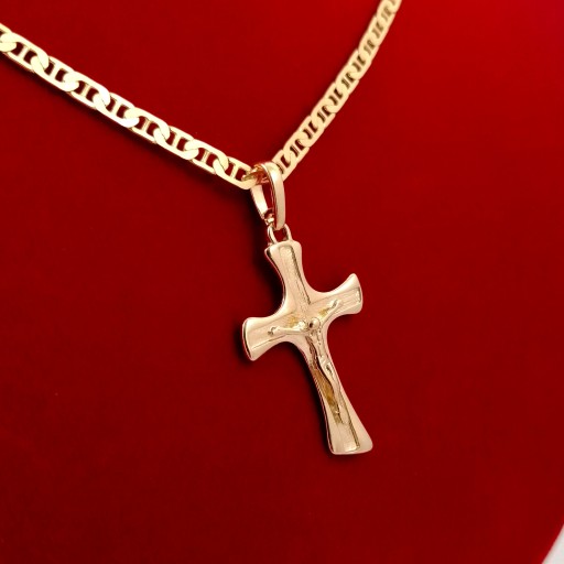 ZŁOTY ŁAŃCUSZEK KOMUNIA SPLOT GUCCI + KRZYŻYK 925 DLA WNUKA, WNUCZKI