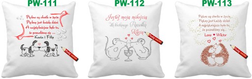 Poduszka na Walentynki żona mąż + z imiona imię Wzory MIX