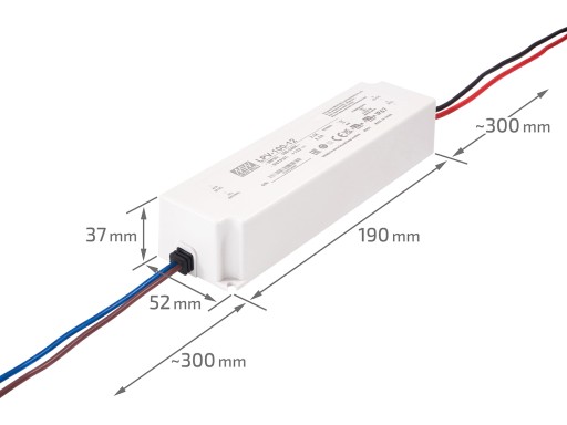 БЛОК ПИТАНИЯ ДЛЯ СВЕТОДИОДОВ 12В 100Вт 8.5А IP67 LPV MEAN WELL
