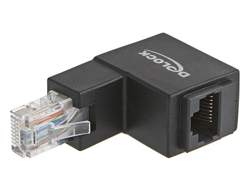 Адаптер RJ45, угловая вилка-розетка 90 градусов кат.6 UTP DELOCK