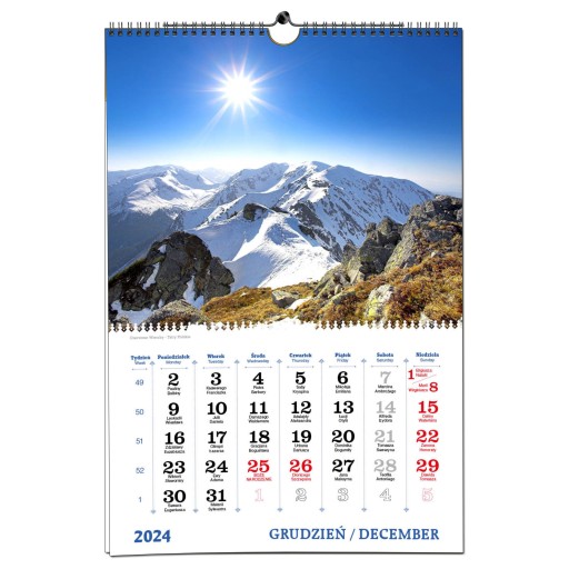 Настенный календарь 2024 B3 33 x 48 см 7 досок TATRAS