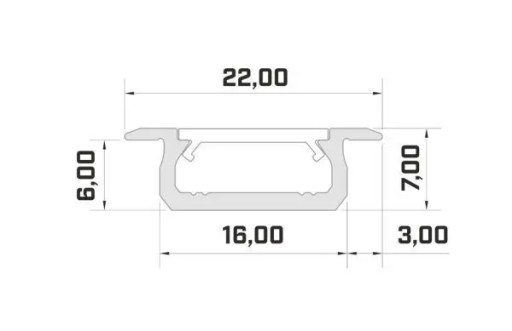 Profil aluminiowy surowy do taśm LED niski wpuszczany typ Z Srebrny 2 metry