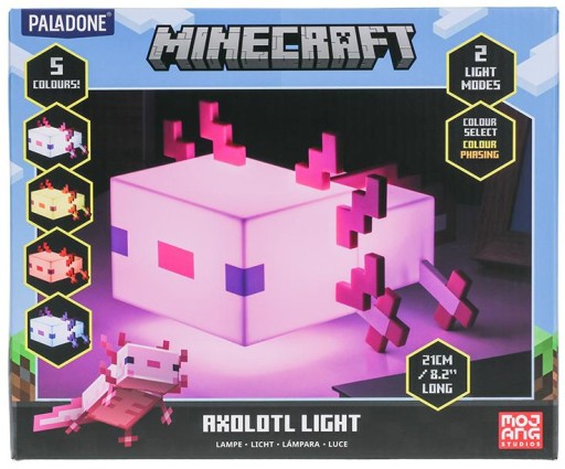 Lampka MINECRAFT Axolotl Multicolor 2 tryby 21cm
