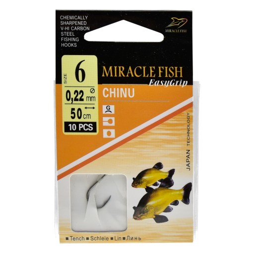 Крючки CHINU TIED, ГОТОВЫЕ поводки, 10 шт, размер 6