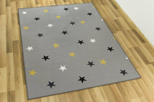 DYWAN SZARO ŻÓŁTY DO POKOJU DZIECI W GWIAZDKI NA FILCU STARS 200x250 cm
