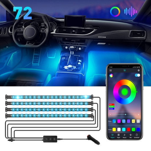 RGB СВЕТОДИОДНОЕ ОСВЕЩЕНИЕ ИНТЕРЬЕРА САЛОНА АВТОМОБИЛЯ