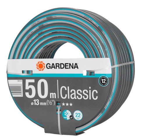 Садовый шланг Gardena Classic 1/2, 50 м, 22 бар, ПВХ, устойчивый к УФ-излучению, прочный