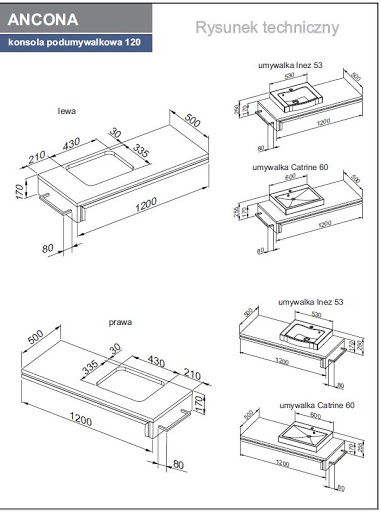 СТОЛЕШНИЦА ДЛЯ ВАННОЙ 120x17x50 ANCONA темный Legno