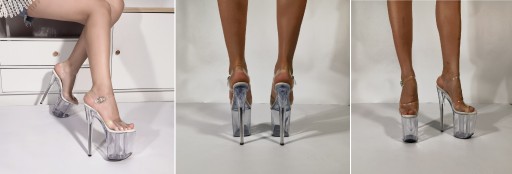 ТУФЛИ НА ПЛАТФОРМЕ ПРОЗРАЧНЫЕ СТАЛЬНЫЕ ОЧКИ 20 СМ SexyHeels размер 35
