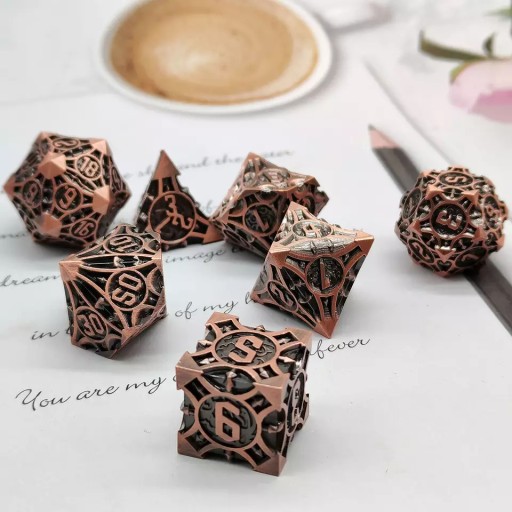 WIEŻA MAGA ZESTAW 7 METALOWYCH KOŚCI KOSTEK RPG