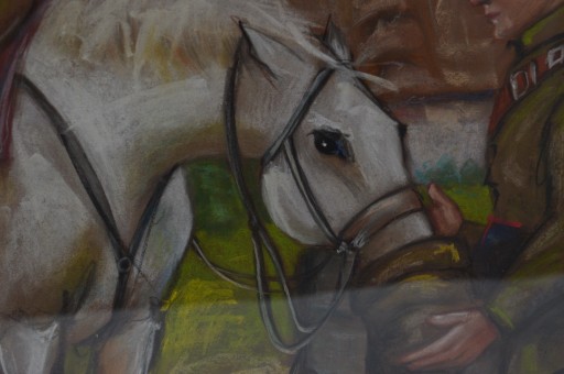 JERZY KOSSAK - POJENIE KONIA - STARA PASTEL