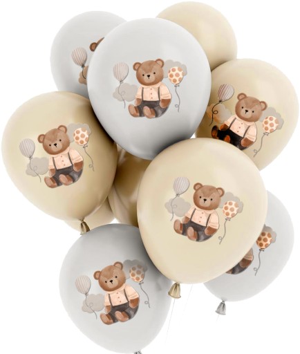 Personalizowany Zestaw Dekoracji na Roczek Bieżnik Duży Balon Imię Miś