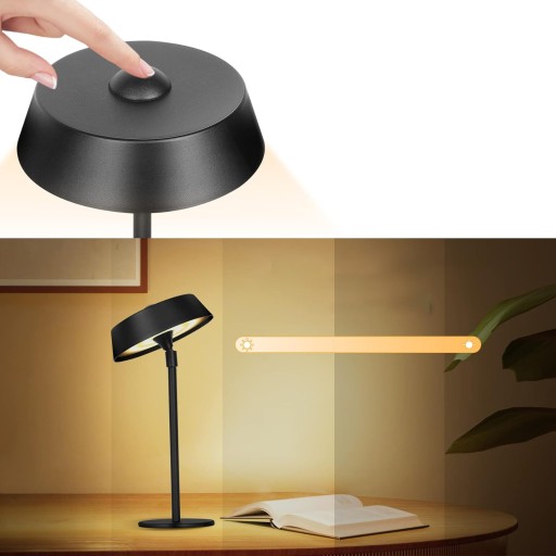 Bezprzewodowa lampa stołowa LED z akumulatorem, swobodny obrót o 20 stopni