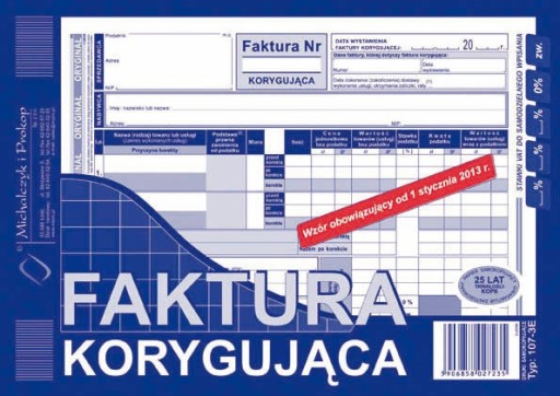 DRUK 107-3E FAKTURA A5 KORYGUJĄCA MICHALCZYK