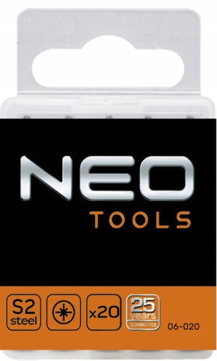 NEO 06-020 НАСАДКИ ДЛЯ ОТВЕРТКИ PZ2 X 25 ММ, 20 ШТ.