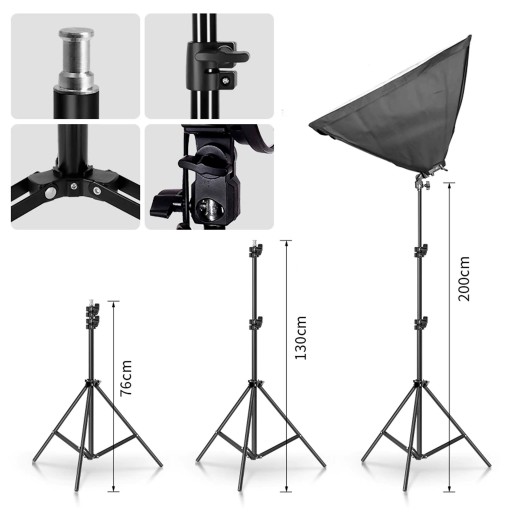 2 СТУДИЙНЫЕ ЛАМПЫ SOFTBOX 50x70 см, 8 лампочек по 45 Вт, штатив — для фотографий
