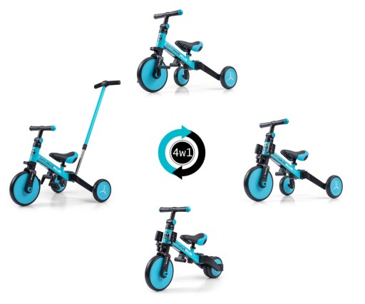 BALANCE BIKE Велосипед трехколесный 4в1 для детей 1, 2, 3 лет Синий детский