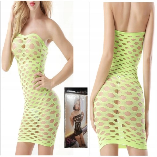 SEXY BODY DAMSKIE SUKIENKA TUBA ŻÓŁTA BIELIZNA DAMSKA SEKSOWNA SIATECZKA
