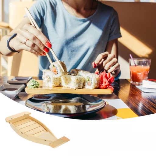 ŁÓDŹ DESKA TALERZ SUSHI DREWNIANA W STYLU JAPOŃSKIM TACA NA PRZEKĄSKI
