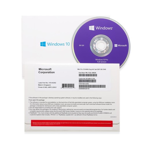 Операционная система Microsoft Windows 10 PRO PROFESSIONAL, версия BOX DVD