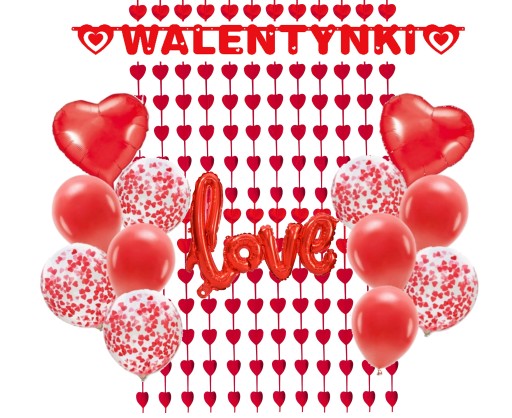 Baner dekoracje ozdoby balony serca na Walentynki