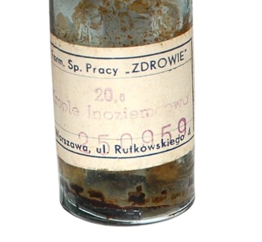 BUTELKA APTECZNA SZPITALNA STARA krople Inoziemcowa 1959 r UNIKAT
