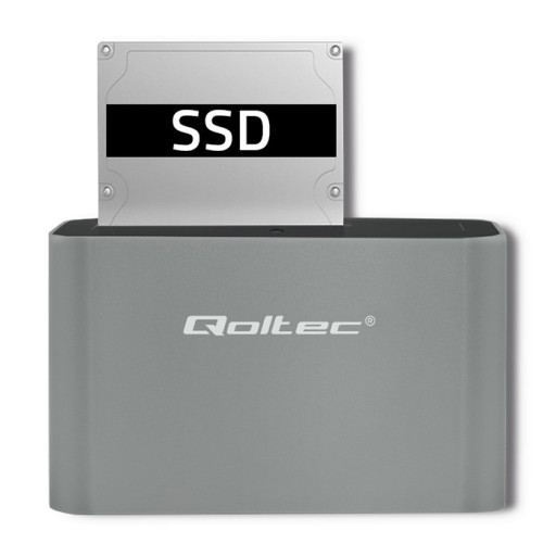 Док-станция Qoltec для 2,5-дюймовых/3-дюймовых жестких дисков/твердотельных накопителей.