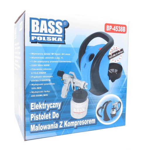 ЭЛЕКТРИЧЕСКИЙ ПИСТОЛЕТ ДЛЯ ПОКРАСКИ BASS + КОМПРЕССОР