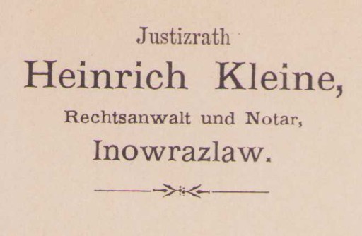 REVENUE Justizrath Heinrich Kleine Inowrazlaw1896