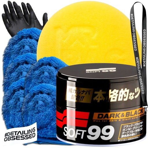 SOFT99 DARK & BLACK WAX воск с карнаубским набором для темного лака 300г XXL