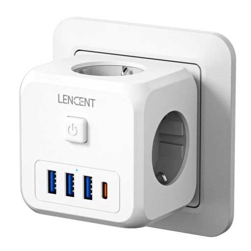 LENCENT Настенная планка с вилкой европейского стандарта 7 в 1, PD35W 3AC 3U1C